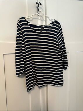 Hatley Navy and White Striped Long Sleeve Boatneck Top